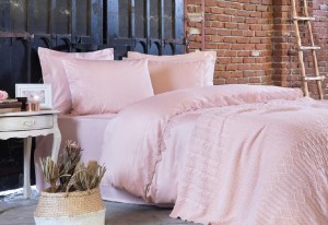 Постельное белье с пледом ALIANZ розовый евро от Tivolyo home
