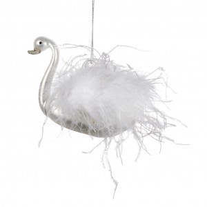 Новогоднее украшение Лебедь с перьями SWAN от GOODWILL