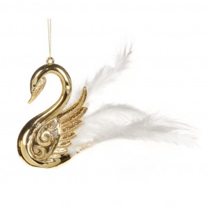 Новогоднее украшение Лебедь с перьями OPEN SWIRL SWAN от GOODWILL