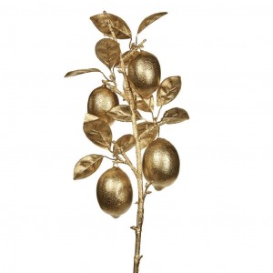 Новогоднее украшение Ветка лимонная METALLIC LEMON LEAF STEM от GOODWILL