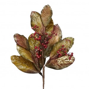 Новогоднее украшение Ветка GLT MAGN.LEAF/BERRY STEM GRN/RD от GOODWILL