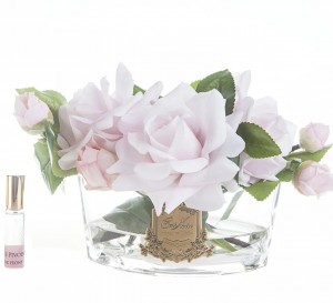 Ароматический букет роз, розовый, овальная ваза OVAL French pink (pink gold box) от Cote Noir
