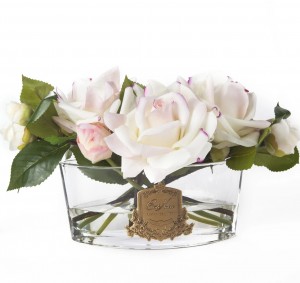Ароматический букет роз, светло-розовый, овальная ваза OVAL blush  (pink gold box) от Cote Noir
