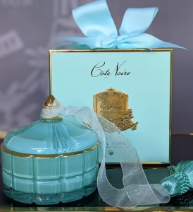 Свеча ароматическая 185 гр бирюзовый стаканчик Blue Round Art Deco  от Cote Noir