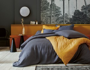 Элитное льняное постельное белье евро LUXOR GRAPHITE от Blanc des Vosge