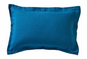 Элитное льняное постельное белье евро LUXOR BLEU PAON от Blanc des Vosge
