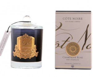 Свеча парфюмированная 185 гр,  черный  стаканчик, золотой декор CHAMPAGNE ROSE от COTE NOIRE