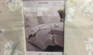 Постельное белье евро макси 220х240 сатин Mirabello AZALEE dauble v02 бежево- голубой