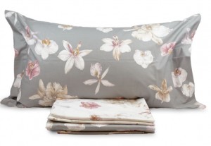 Постельное белье евро Mirabello Fiori di orchidea v31 серый