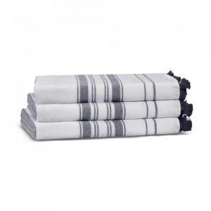 Полотенце из длинноволокнистого хлопка One Side 100х180 White/Navy(белый/темно-синий) от Lapartment (Casual Avenue)
