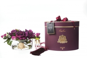 Ароматический букет роз, светло-розовый, овальная ваза OVAL French carmin red (red gold box) от Cote Noir