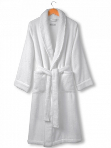 Халат из длинноволокнистого хлопка Slim Ribbed white (белый) от Lapartment (Casual Avenue)