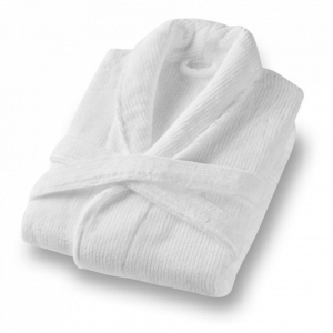 Халат из длинноволокнистого хлопка Slim Ribbed white (белый) от Lapartment (Casual Avenue)