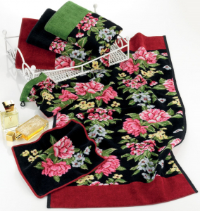 Полотенце шенилловое Peony schwarz 121 75х150 от Feiler