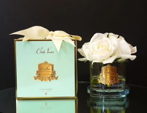 Ароматический букет из 5 роз FIVE ROSE white jade box прозрачная ваза от Cote Noir