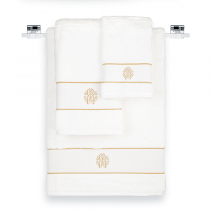Итальянское полотенце набор 2 шт Gold New 012 white от Roberto Cavalli