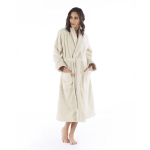 Халат махровый Hamam Galata Organic Contrast ivory слоновая кость