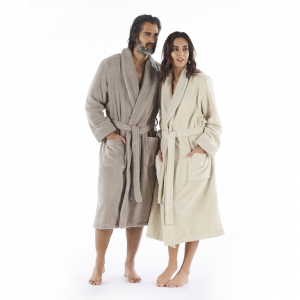 Халат махровый Hamam Galata Organic Contrast ivory слоновая кость