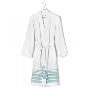 Халат женский Hamam Marine Striped белый/изумрудный