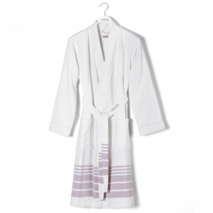 Халат женский Hamam Marine Striped белый/лаванда