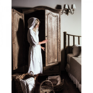Халат женский с капюшоном Hamam Meyzer Tassels ivory слоновая кость