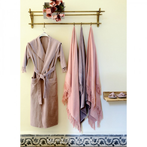 Халат женский с капюшоном Hamam Meyzer Tassels ivory слоновая кость