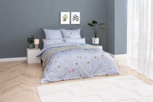 Постельное белье !не требует глажки! Mako-Interlock-Jersey APOLLONIA 630-bleu Семейное от ESTELLA
