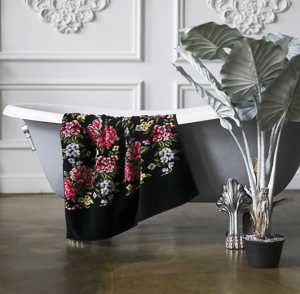 Полотенце шенилловое Peony schwarz 121 75х150 от Feiler