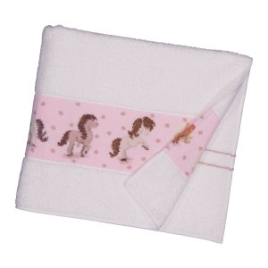 Полотенце махровое с кантом из шенилла HAPPY PONY BORDER weis 68х120 от Feiler