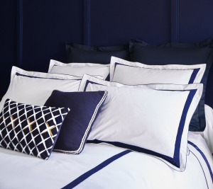 Постельное белье EGERIE BLEU CORINTHE евро от Blanc des Vosges 
