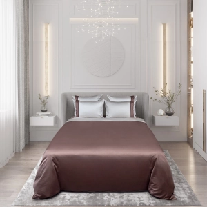 Постельное белье 2 спальное евро VALMONT 610 tc брусничный с вышивкой от Сlaire Batiste Atelier