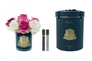 Ароматизированный букет роз ROSE MAGENTA BLUSH GOLD ярко-розовые и бледно-розовые, золотой декор от Cote Noir