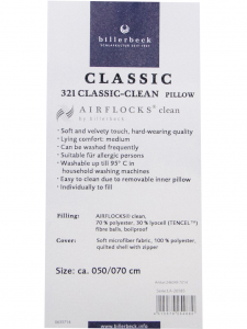 Подушка Classic-clean гипоаллергенная, синтетическое волокно 50x70см мягкая от Billerbeck